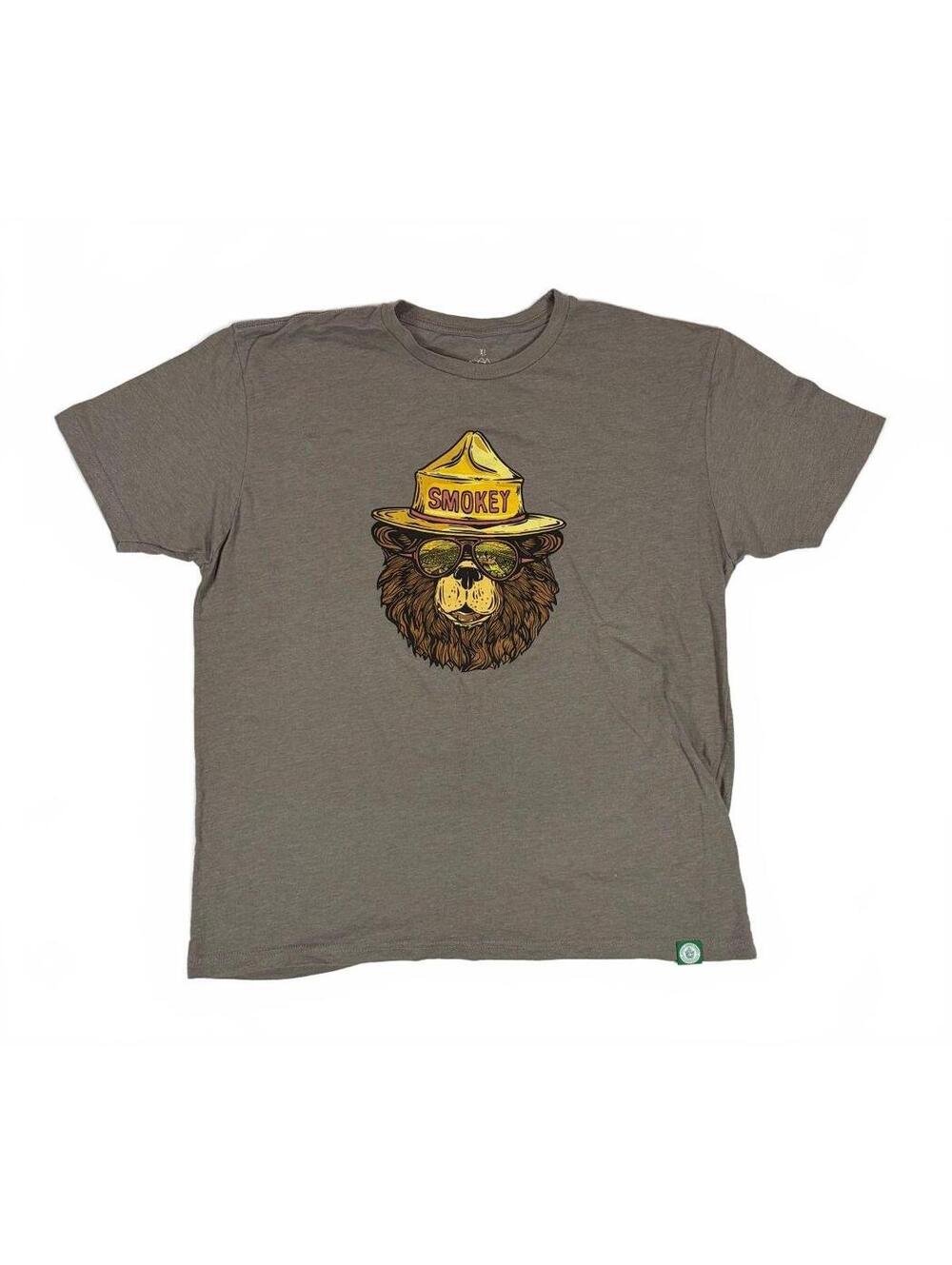 Gorpcore Wild Tribute Smokey Bear Men's XL Warm Gray Groovy Outdoor Graphic Tee